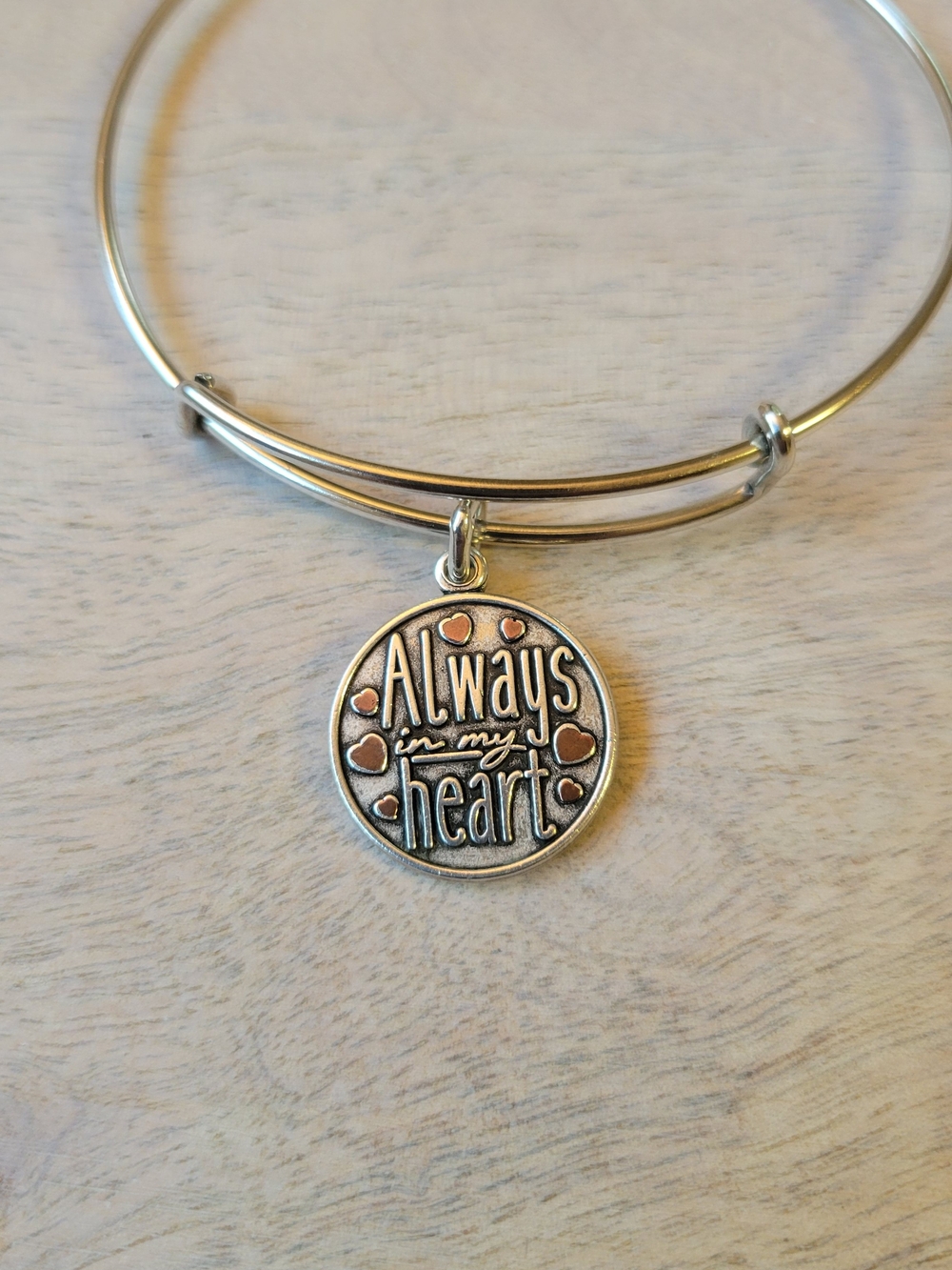 Alex And Ani Silver Tone 'Always in My Heart' Charm Bangle Bracelet